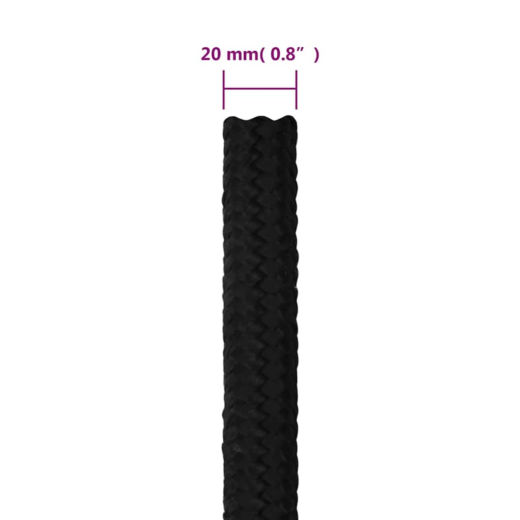 Fekete poliészter munkakötél 20 mm 50 m 6