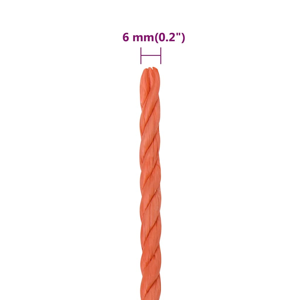 Narancssárga polipropilén munkakötél 6 mm 100 m 6