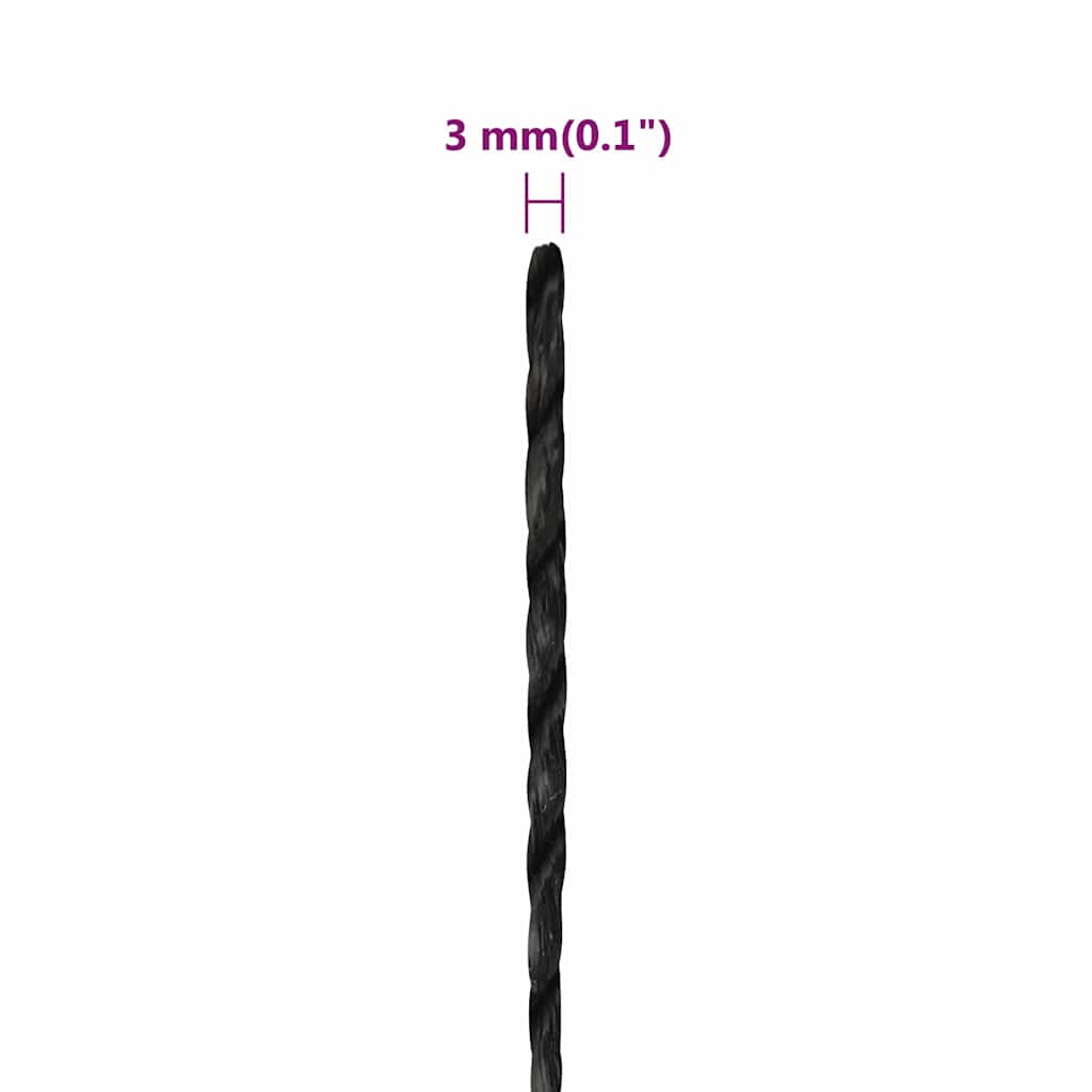 Fekete polipropilén munkakötél 3 mm 25 m 6