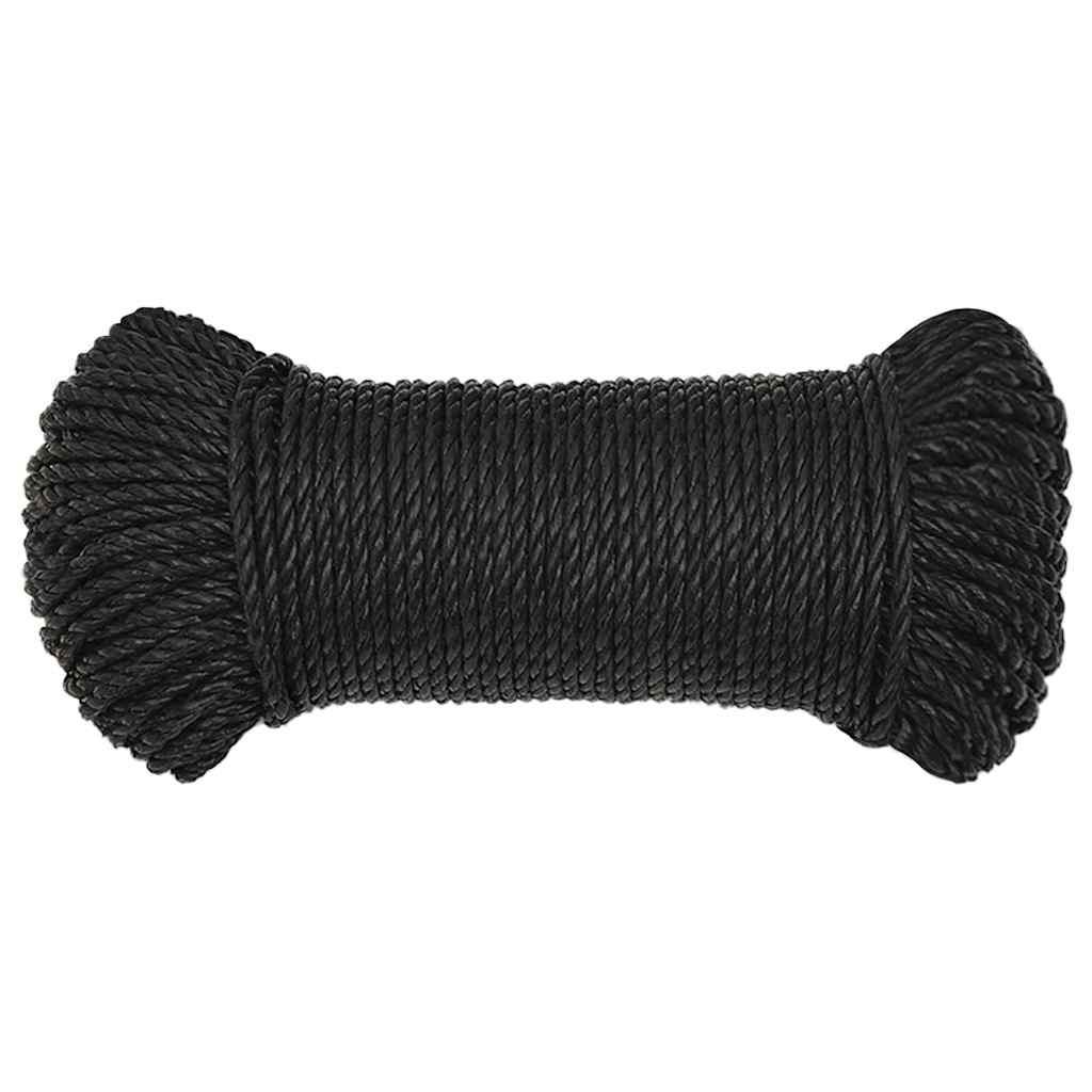Fekete polipropilén munkakötél 8 mm 50 m 3