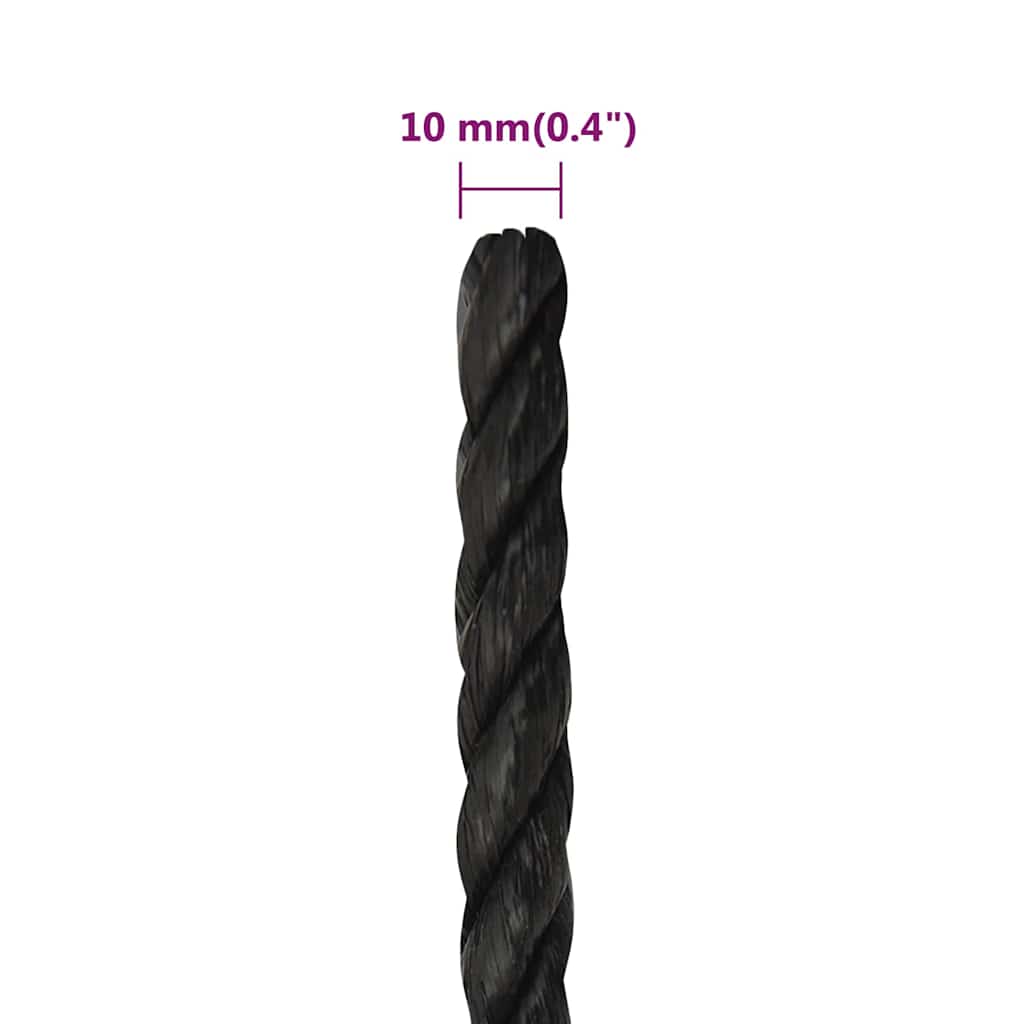 Fekete polipropilén munkakötél 10 mm 25 m 6