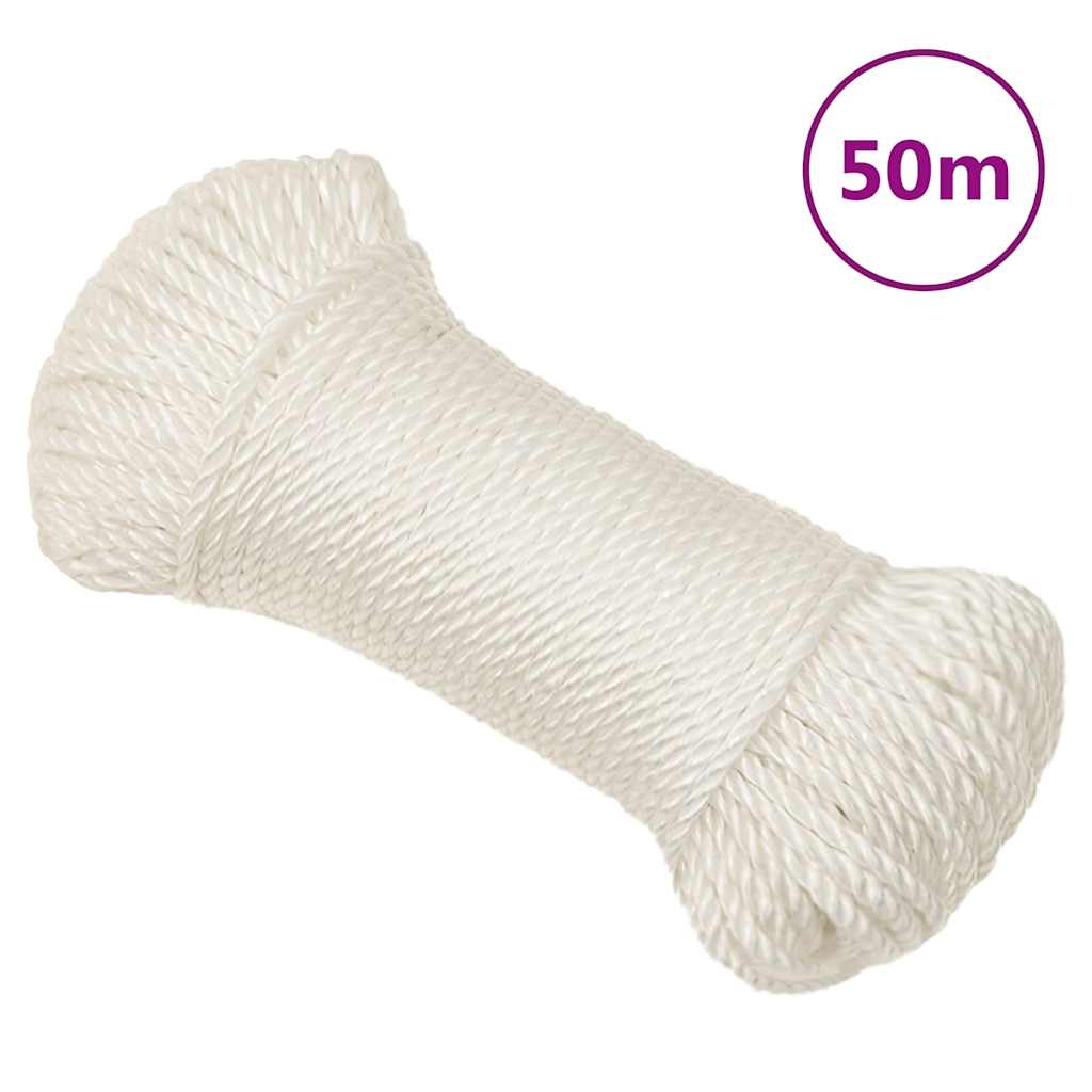 Fehér polipropilén munkakötél 6 mm 50 m