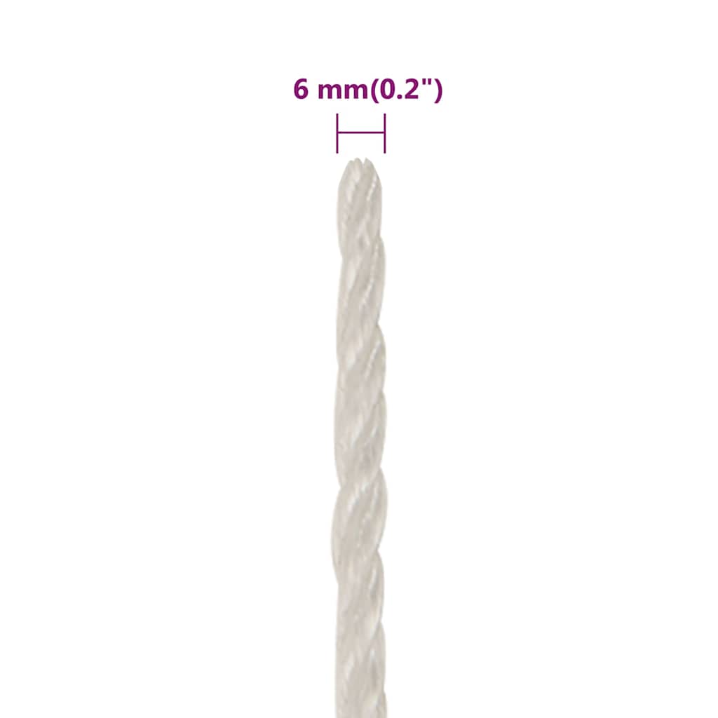 Fehér polipropilén munkakötél 6 mm 50 m 6