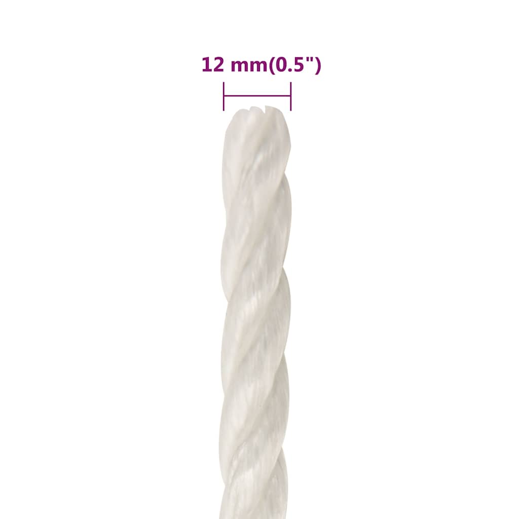 Fehér polipropilén munkakötél 12 mm 250 m 6
