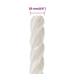 Fehér polipropilén munkakötél 20 mm 100 m 6