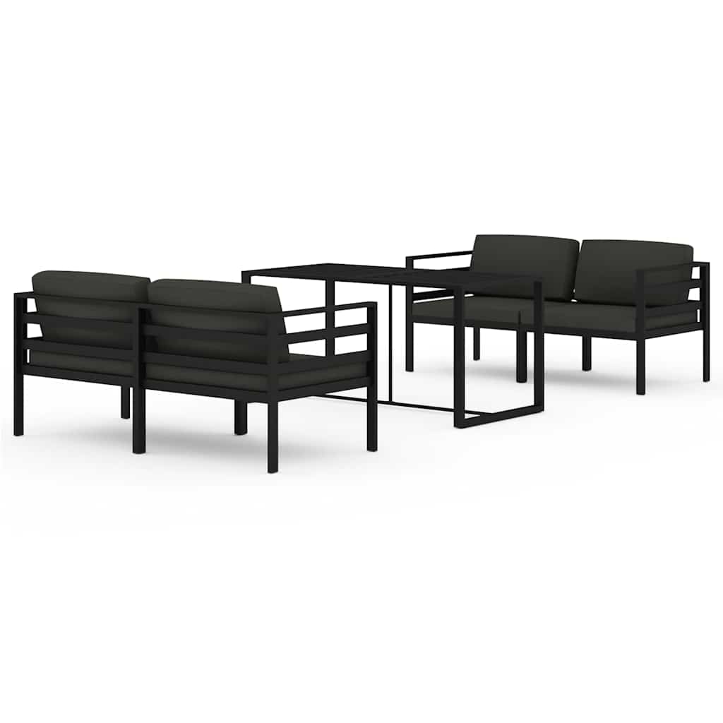 5 részes antracitszürke alumínium kerti ülőgarnitúra párnákkal 2