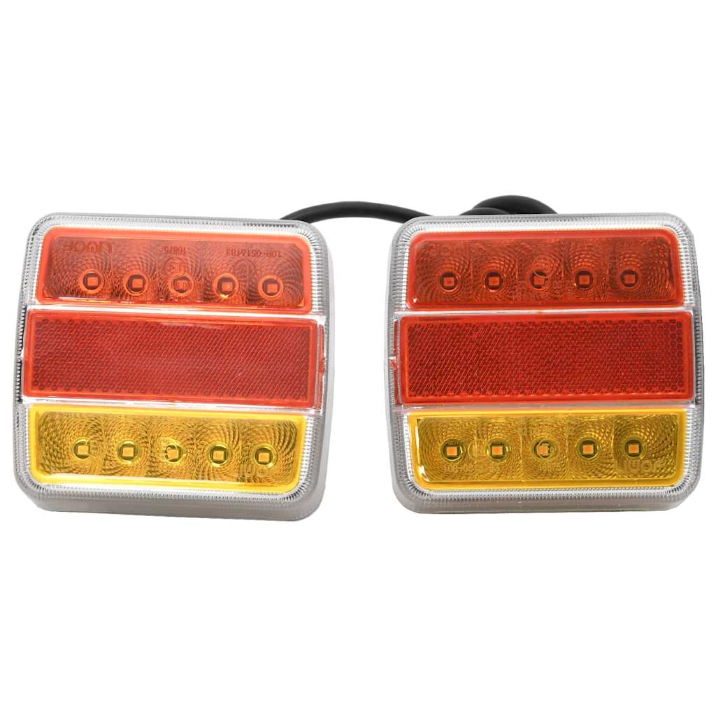 2 db piros utánfutólámpa LED-izzóval 10,5 x 7,5 x 10 cm 12 V 3