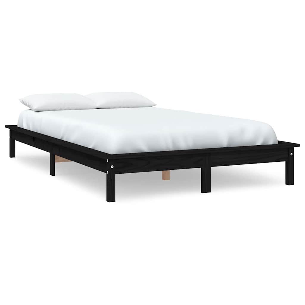 Super King Size fekete tömör fenyőfa ágykeret 180 x 200 cm 2