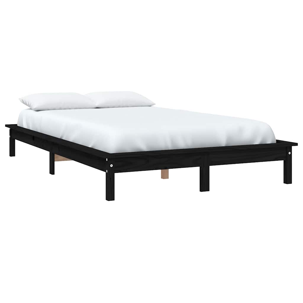Super King Size fekete tömör fenyőfa ágykeret 180 x 200 cm 3