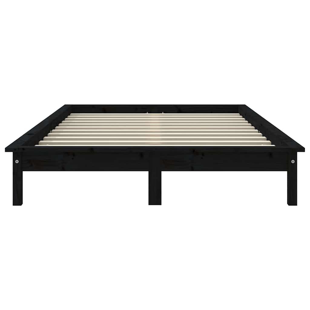 Super King Size fekete tömör fenyőfa ágykeret 180 x 200 cm 5