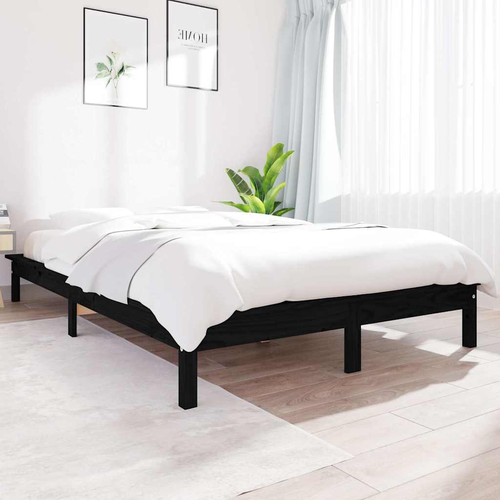 Super King Size fekete tömör fenyőfa ágykeret 180 x 200 cm