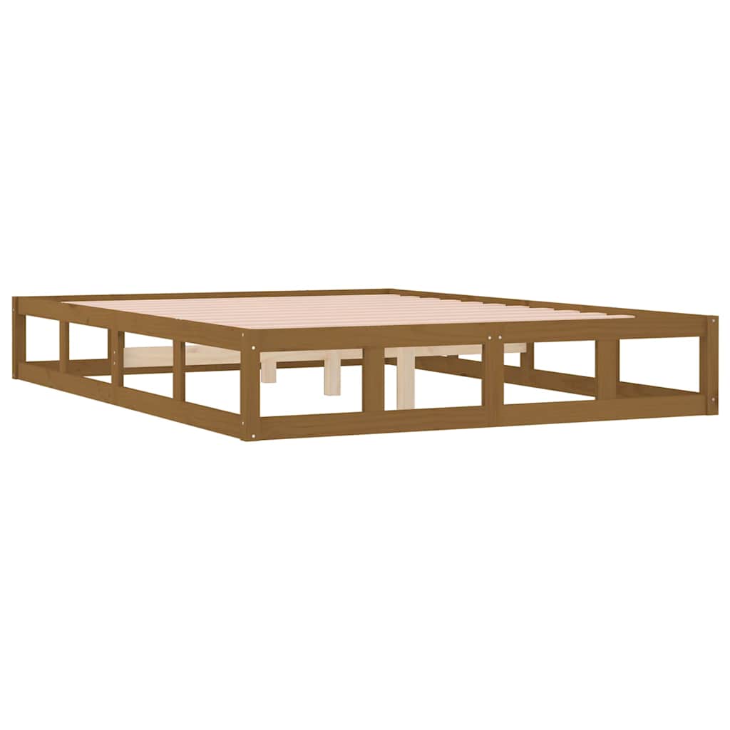 Mézbarna tömör fa ágykeret 150x200 cm (King Size) 4