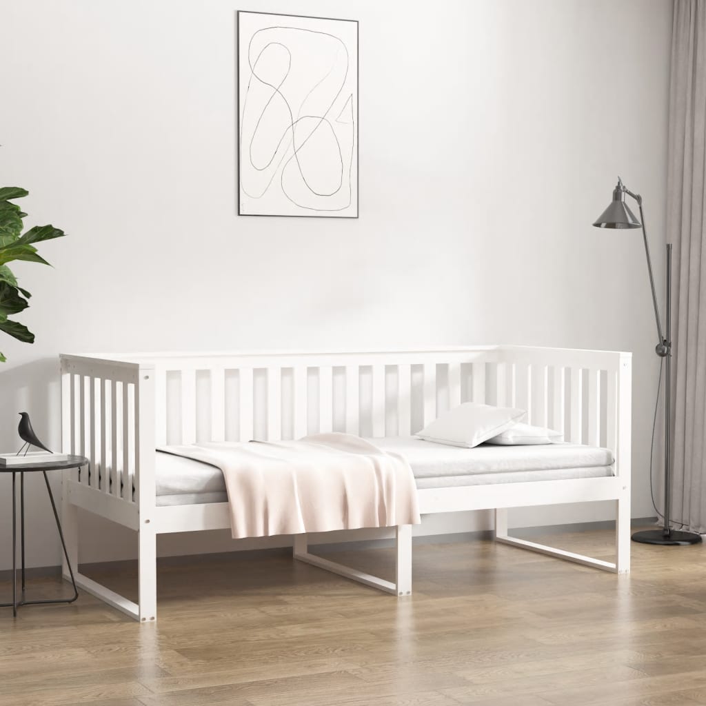 Fehér tömör fenyőfa kanapéágy matrac nélkül 90 x 190 cm