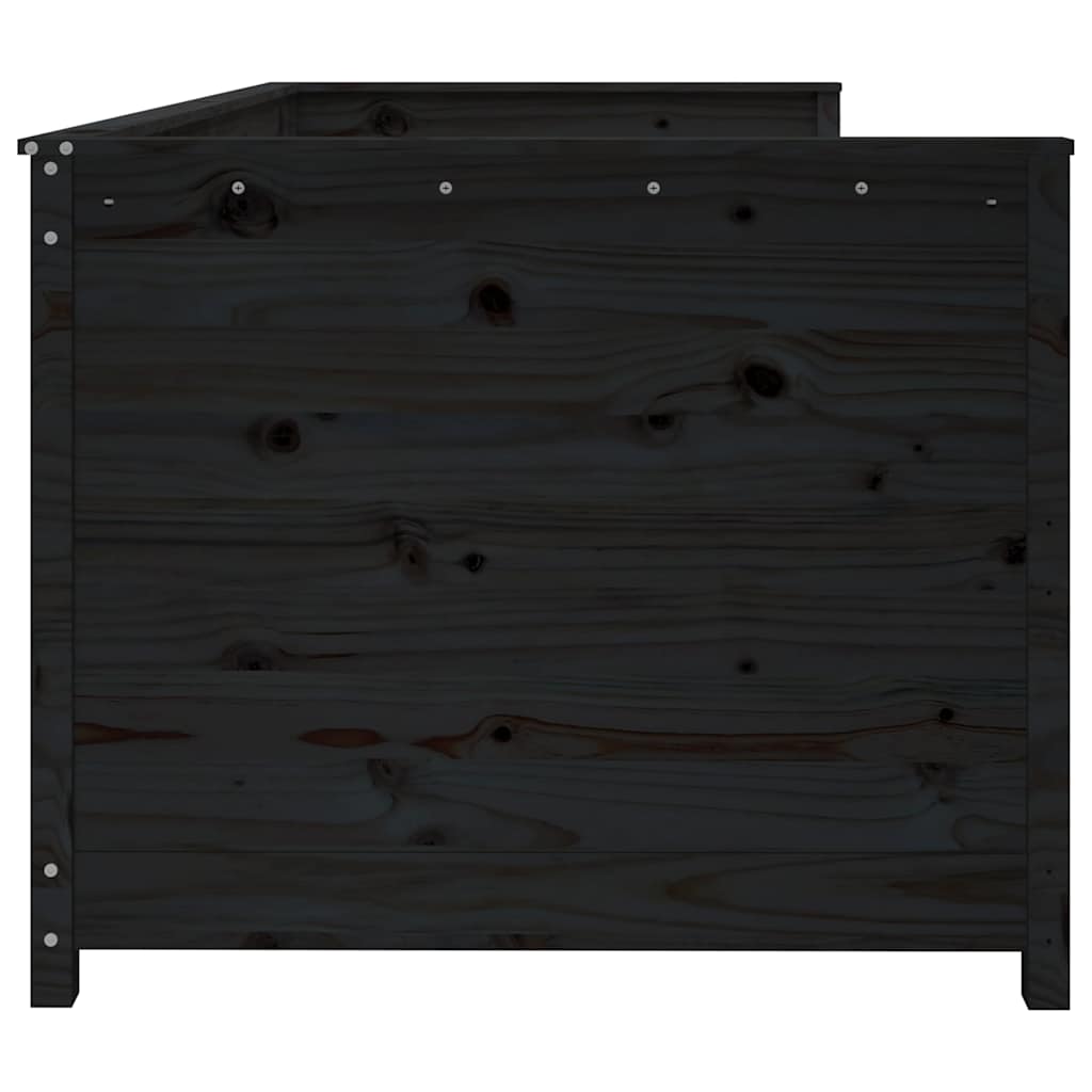 Fekete tömör fenyőfa kanapéágy 75 x 190 cm 11