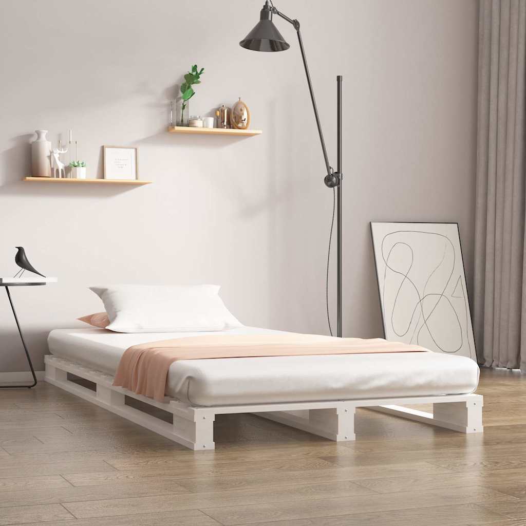 Fehér tömör fenyőfa raklapágy 90 x 200 cm