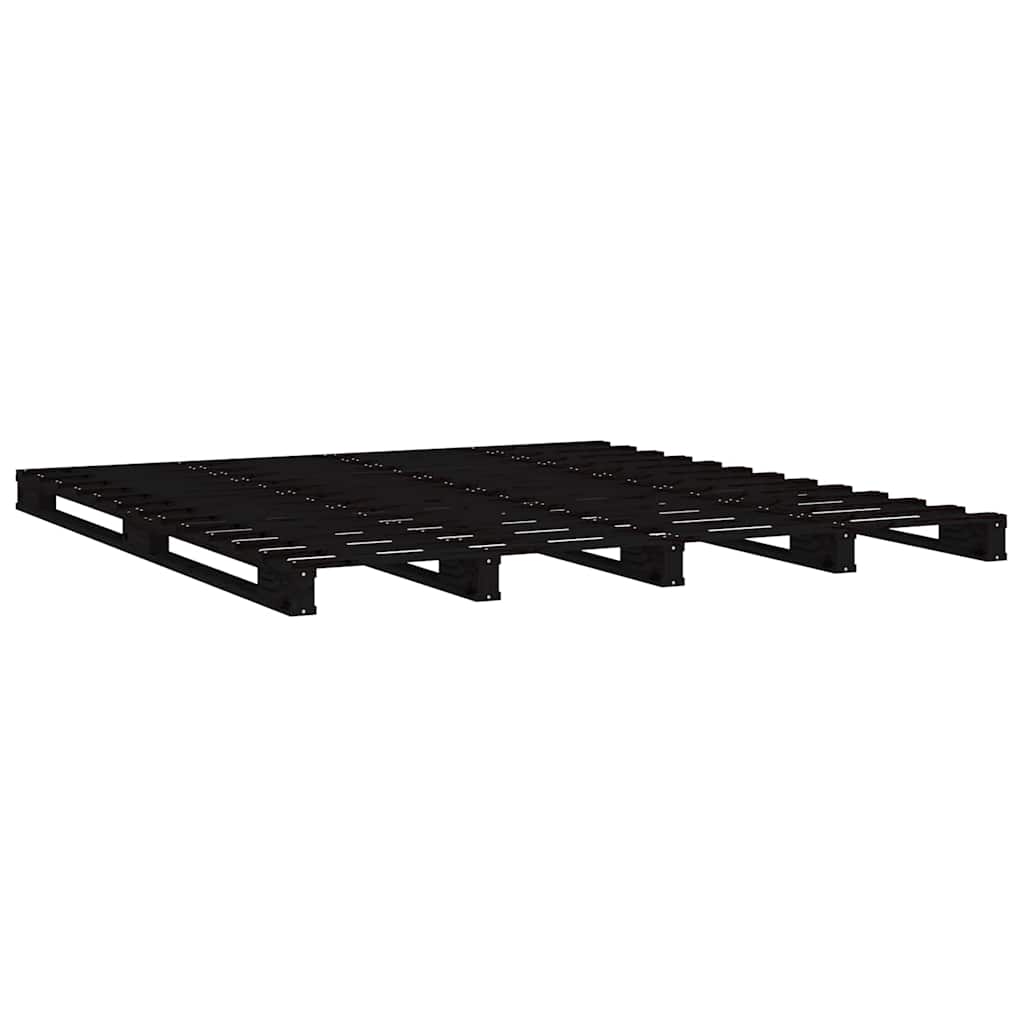 Fekete tömör fenyőfa raklapágy 120 x 190 cm (Small Double) 4