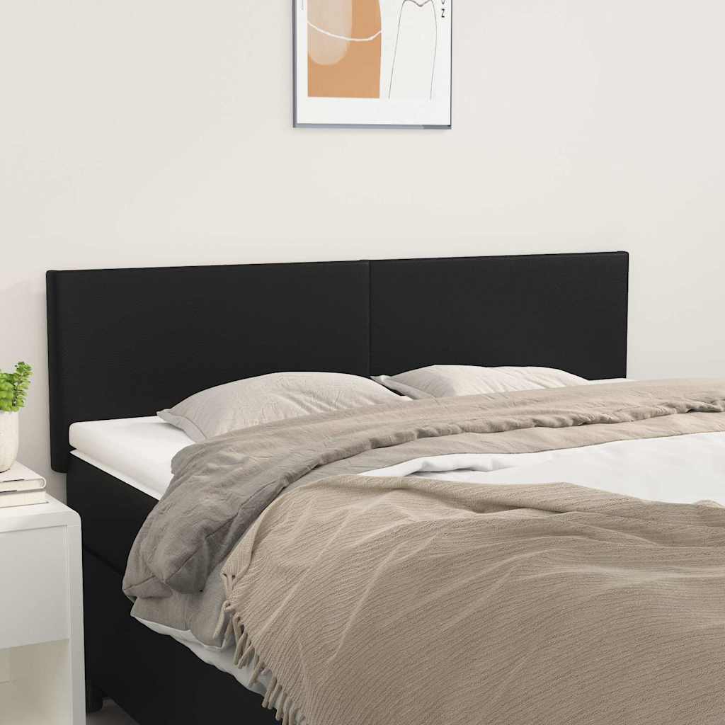 Fekete műbőr fejtámla 144x5x78/88 cm