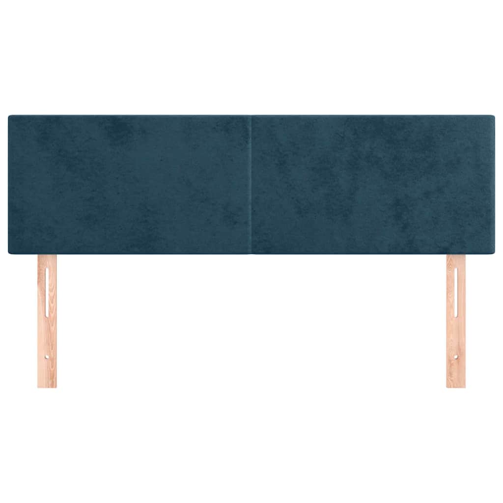 Sötétkék bársony fejtámla 144x5x78/88 cm 3