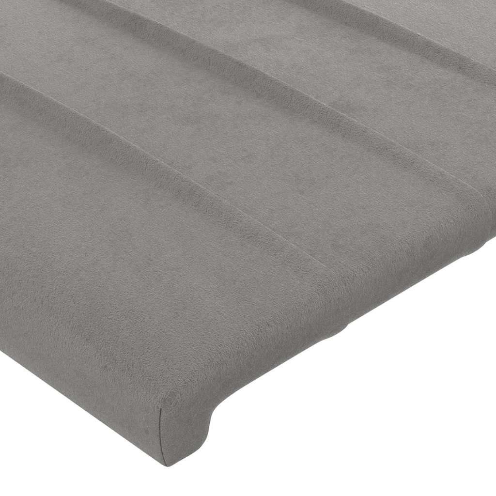 Világosszürke bársony fejtámla 144x5x78/88 cm 4
