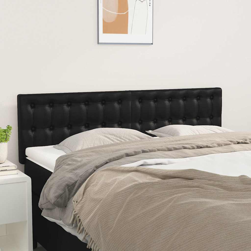 Fekete műbőr fejtámla 144x5x78/88 cm