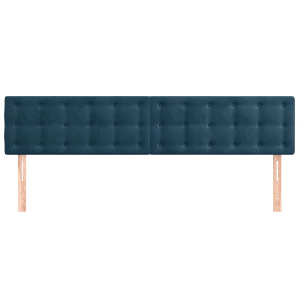 Sötétkék bársony fejtámla 180x5x78/88 cm 3