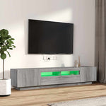 2 részes szürke sonoma színű fa TV-szekrény szett LED-lámpákkal 4