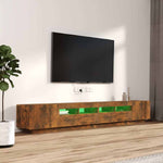 3 részes füstös tölgy színű fa TV-szekrény szett LED-lámpákkal 4