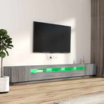 3 részes szürke sonoma színű fa TV-szekrény szett LED-lámpákkal 4
