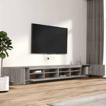 3 részes szürke sonoma színű fa TV-szekrény szett LED-lámpákkal 6