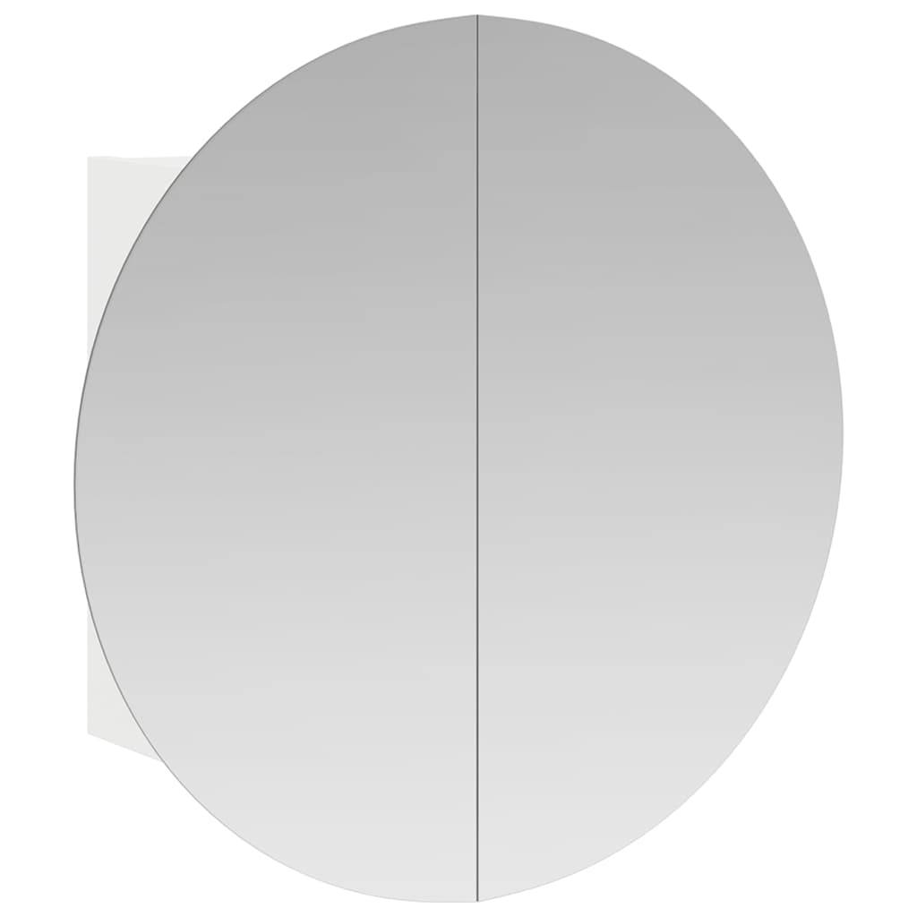 Fehér fürdőszobai szekrény kerek tükörrel/LED-del 40x40x17,5 cm 2