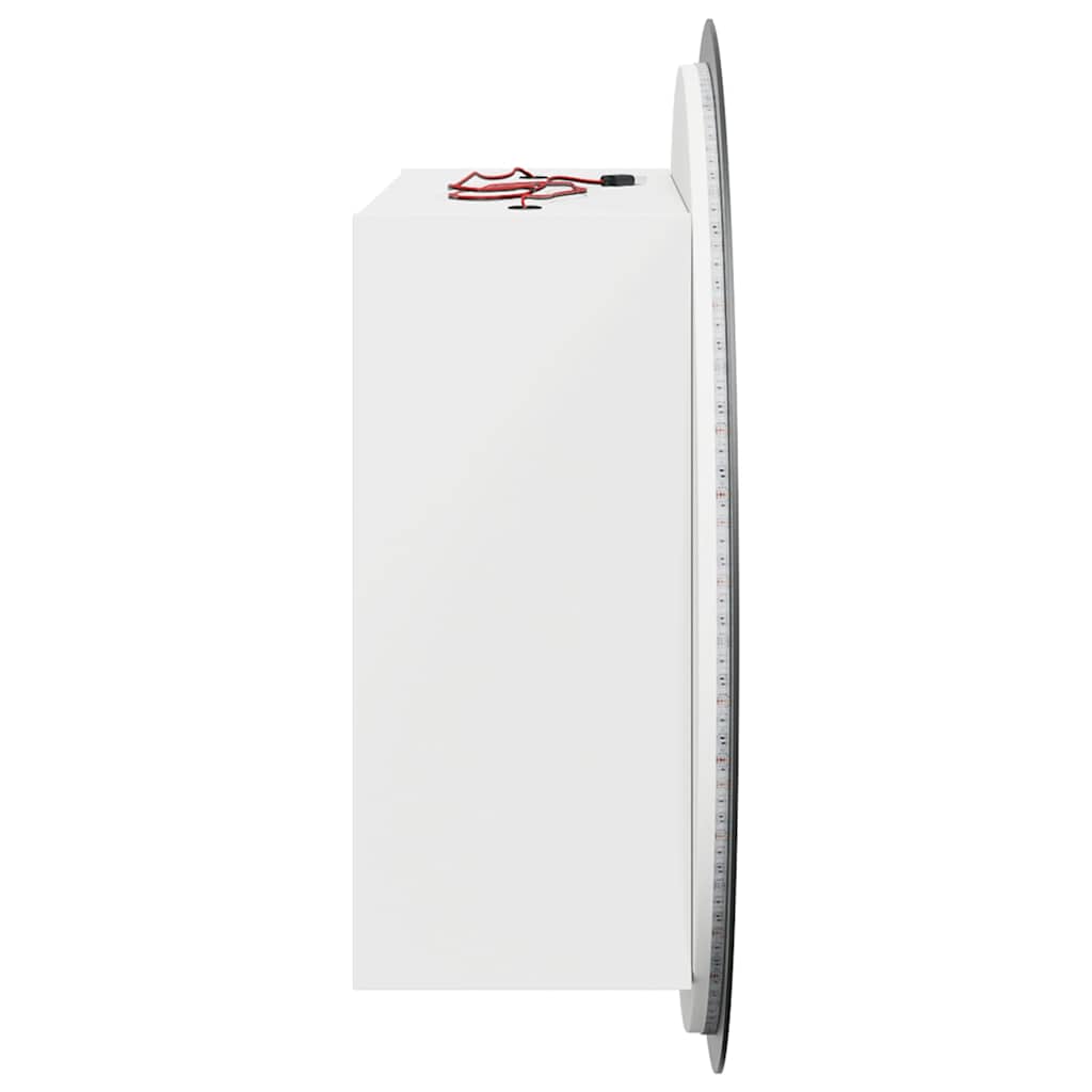 Fehér fürdőszobai szekrény kerek tükörrel/LED-del 40x40x17,5 cm 6