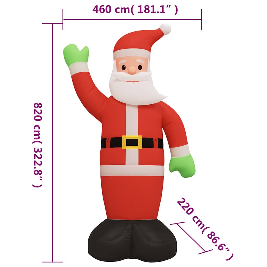Felfújható Mikulás LED-ekkel 820 cm 12