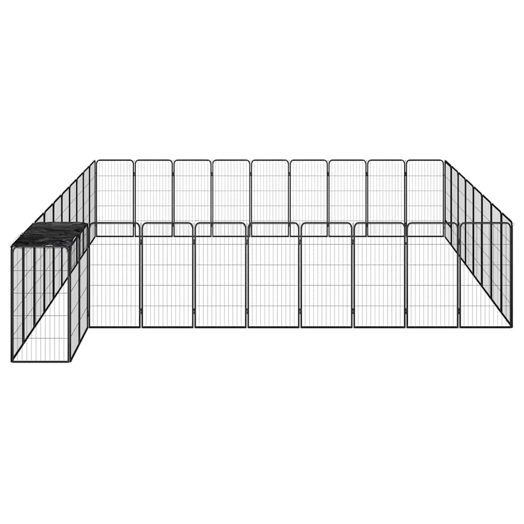 38-paneles fekete porszórt acél kutyakennel 50 x 100 cm 3