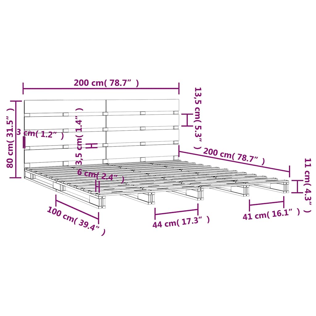 Tömör fenyőfa ágy matrac nélkül 200 x 200 cm 12
