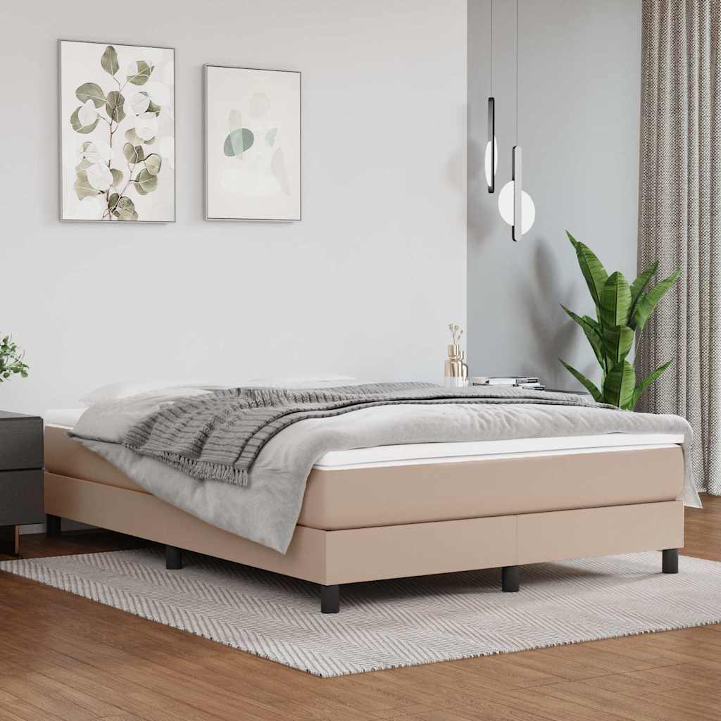 Cappuccino színű műbőr zsebrugós ágymatrac közepes keménységű 140x200x20 cm