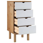 OTTA barna és fehér tömör fenyőfa fiókos szekrény 45x39x90 cm 4