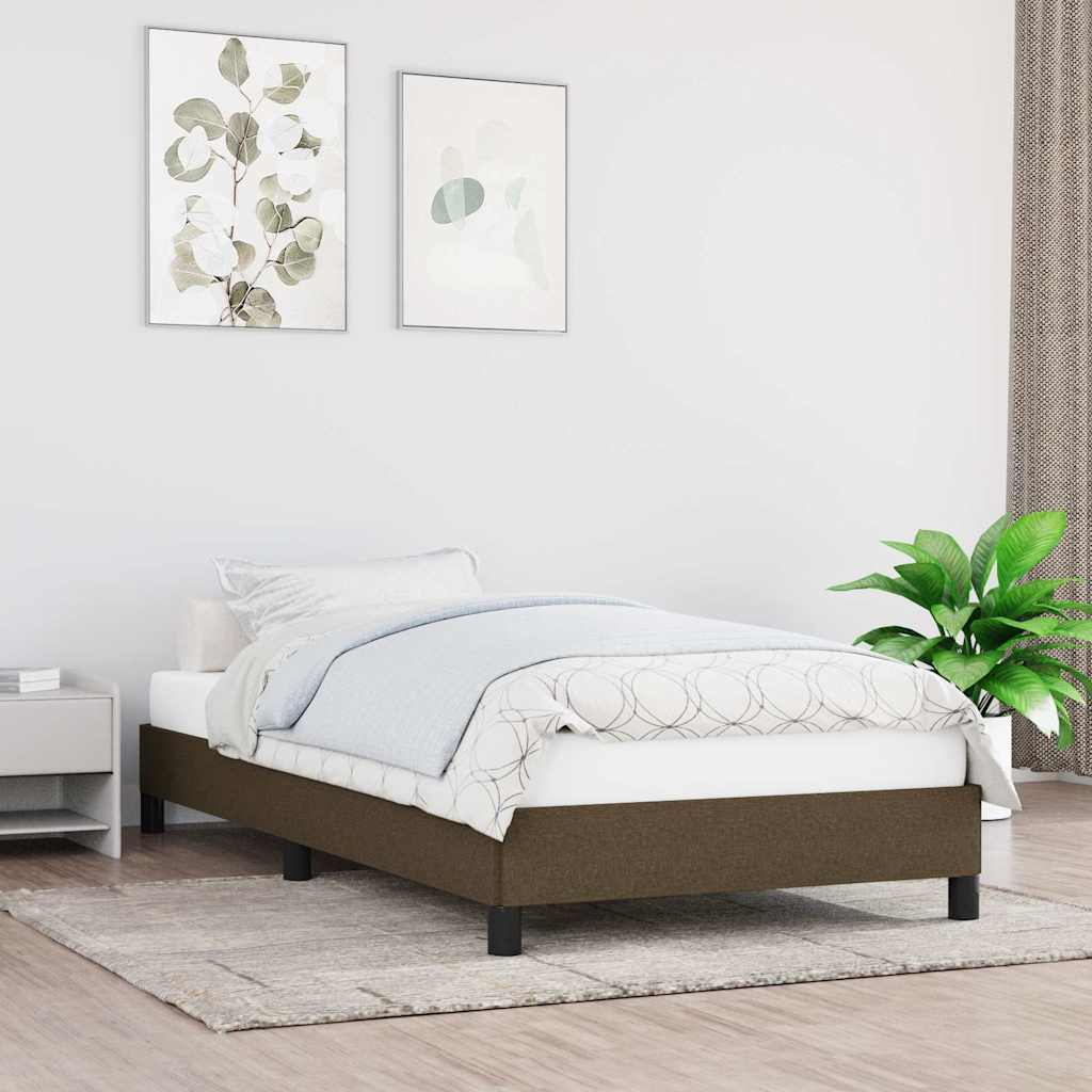 Sötétbarna szövet ágykeret matrac nélkül 80x200 cm
