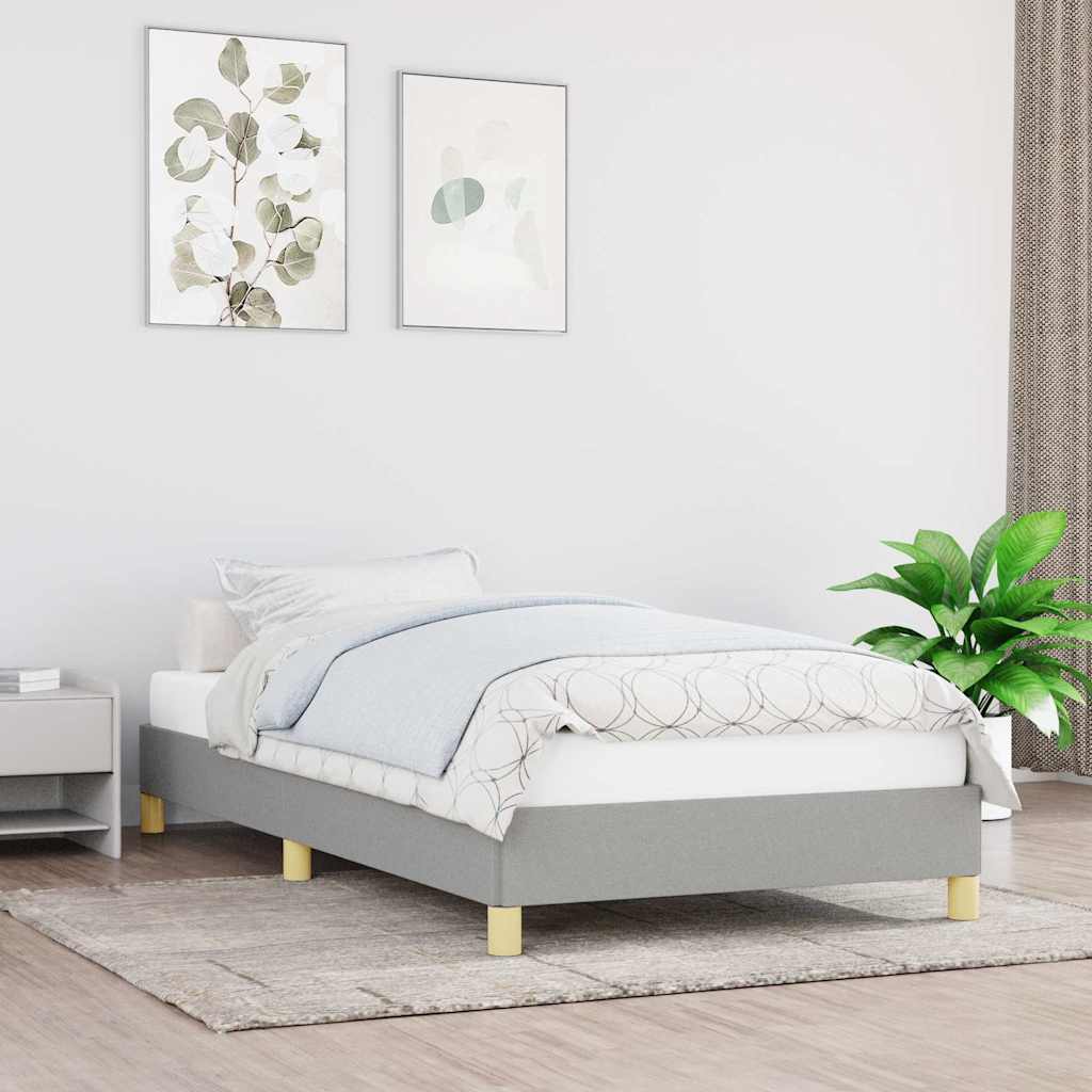 Világosszürke szövet ágykeret matrac nélkül 80x200 cm
