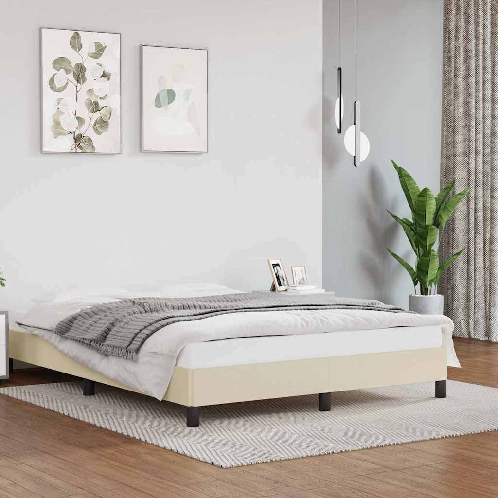 Krémszínű műbőr ágykeret 140x200 cm