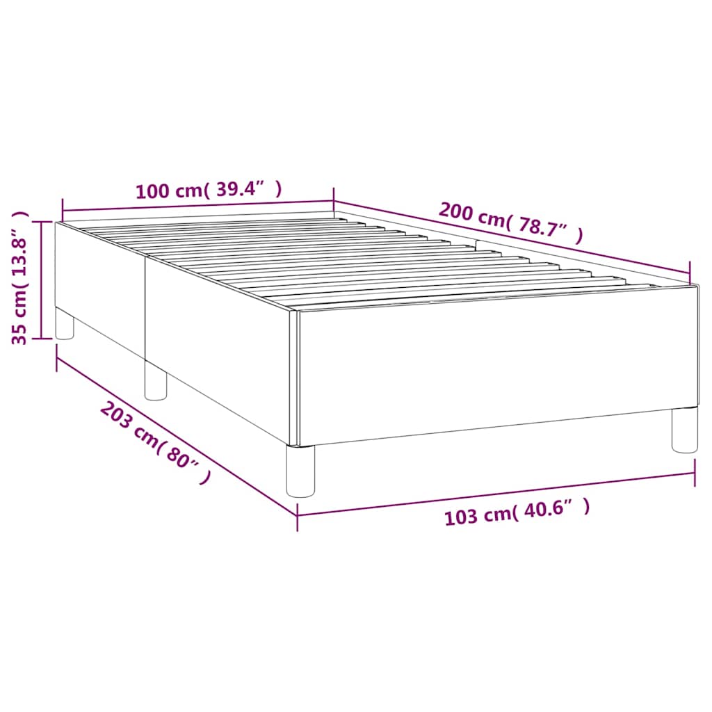 Sötétbarna szövet ágykeret matrac nélkül 100x200 cm 9
