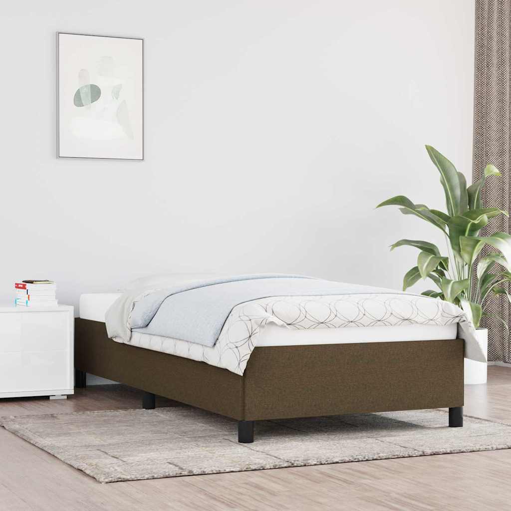 Sötétbarna szövet ágykeret matrac nélkül 100x200 cm