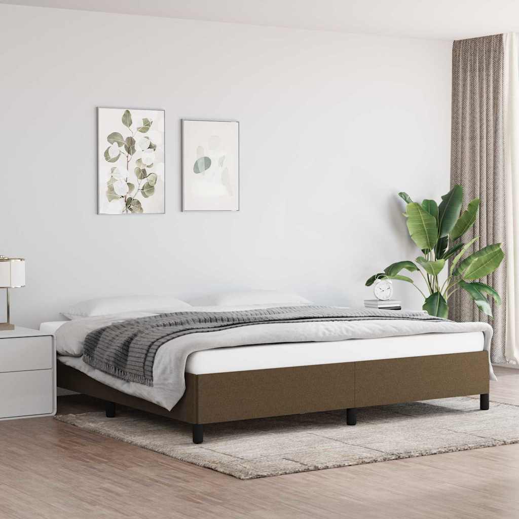 Sötétbarna szövet ágykeret matrac nélkül 200 x 200 cm