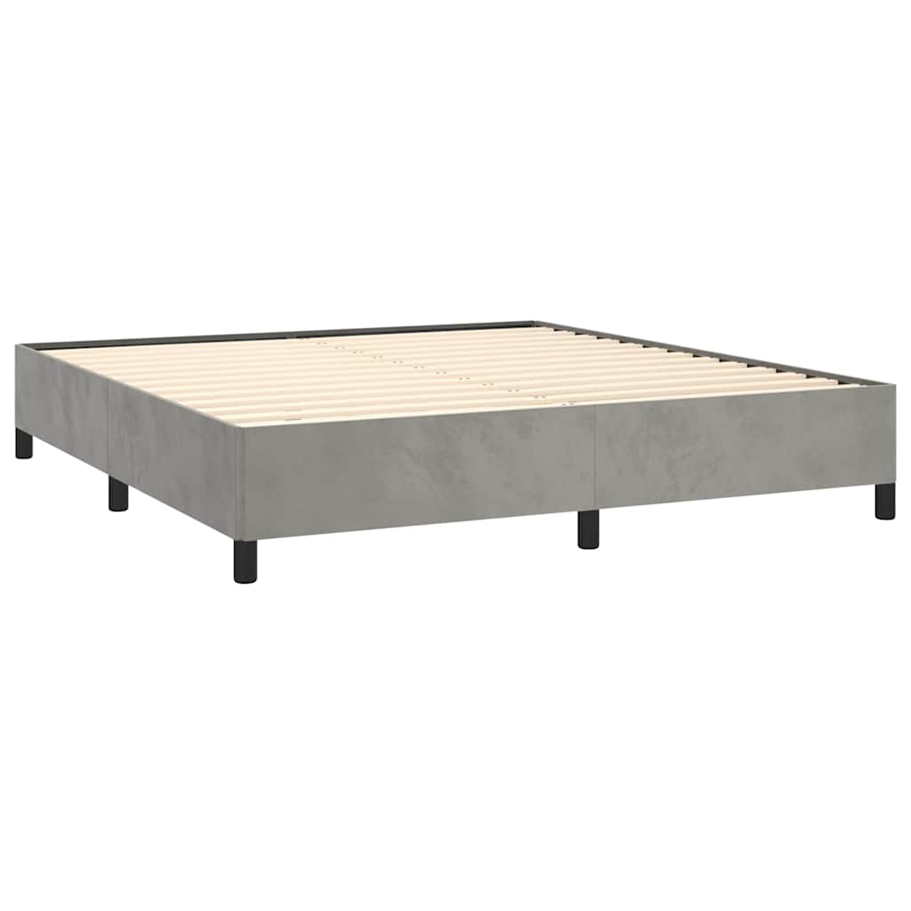Világosszürke bársony ágykeret matrac nélkül 152 x 203 cm queen size méret 5