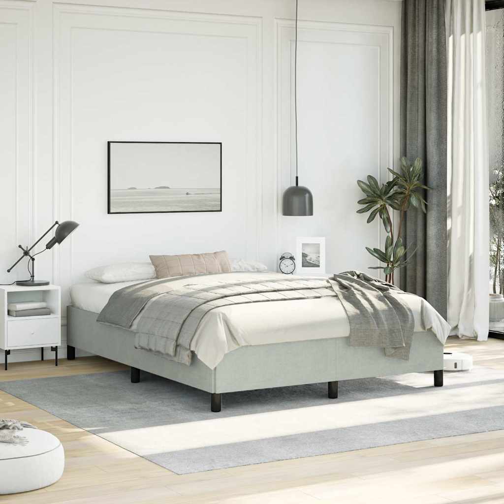 Világosszürke bársony ágykeret matrac nélkül 152 x 203 cm queen size méret