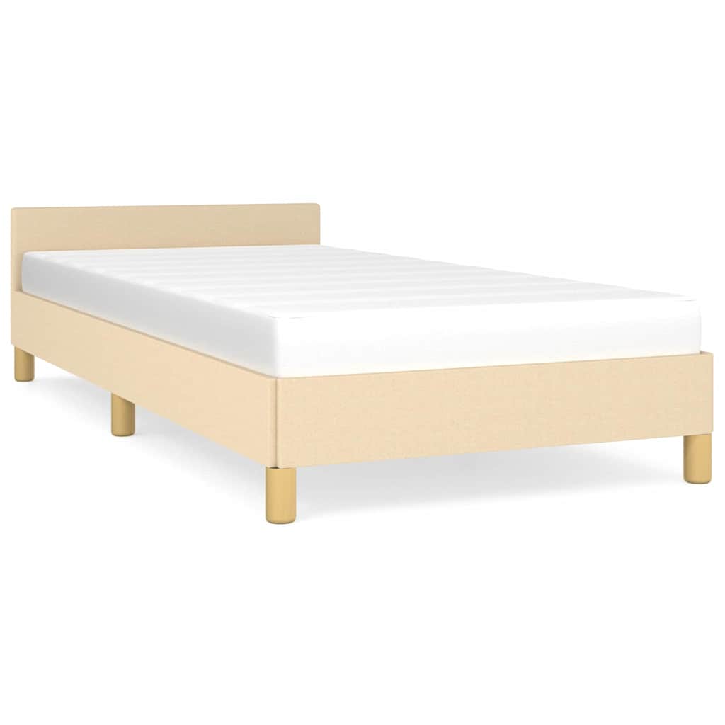 Krémszínű szövet ágykeret fejtámlával matrac nélkül 80 x 200 cm 2
