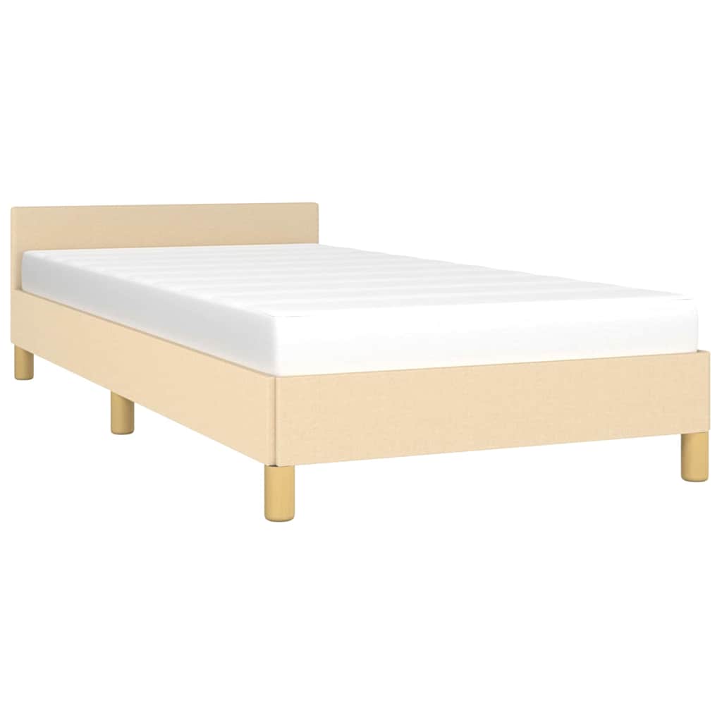 Krémszínű szövet ágykeret fejtámlával matrac nélkül 80 x 200 cm 3