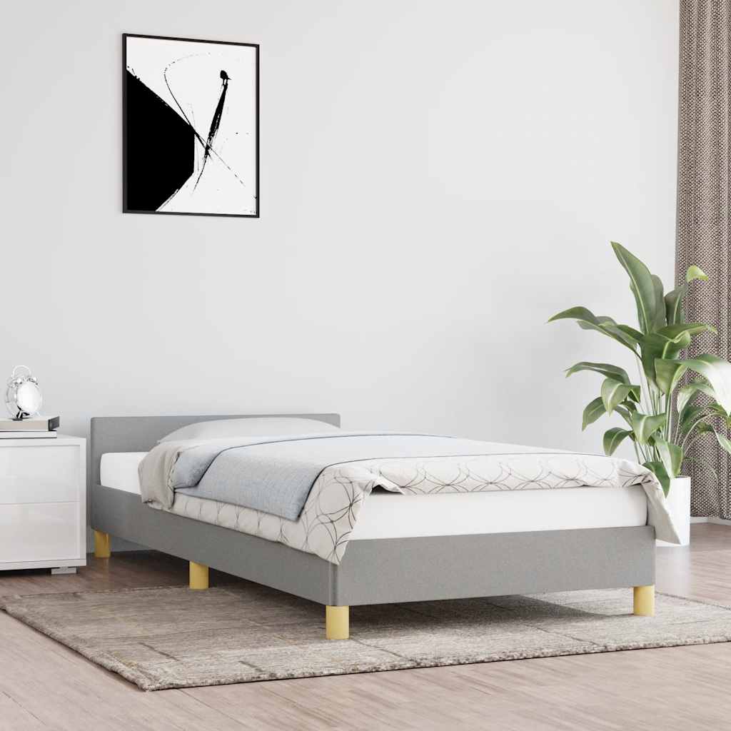 Világosszürke szövet ágykeret matrac nélkül 90x200 cm