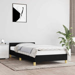 Fekete szövet ágykeret fejtámlával matrac nélkül 90x200 cm