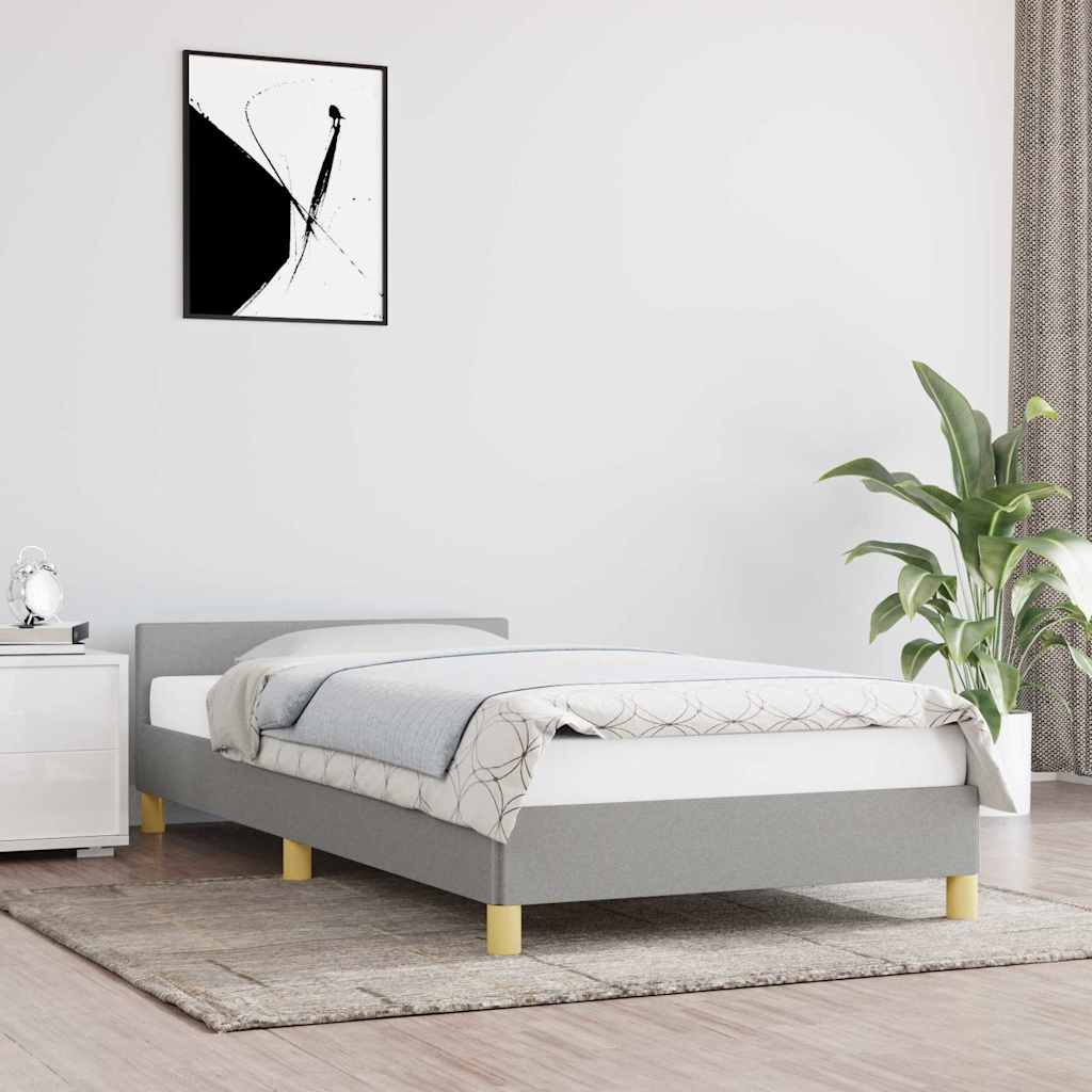 Világosszürke szövet ágykeret matrac nélkül 100x200 cm