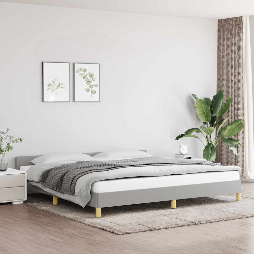 Világosszürke szövet ágykeret matrac nélkül 200 x 200 cm